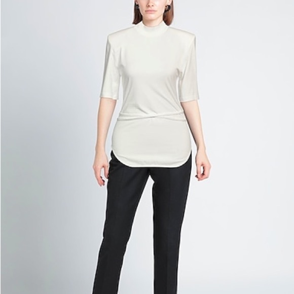 The Attico Aurelie Tie Wrap Belt T-Shirt White Size 38 IT 0 US - Picture 5 of 11